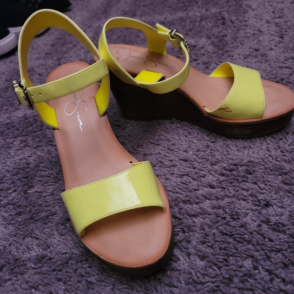 Jessica Simpson Neon Yellow Wedges